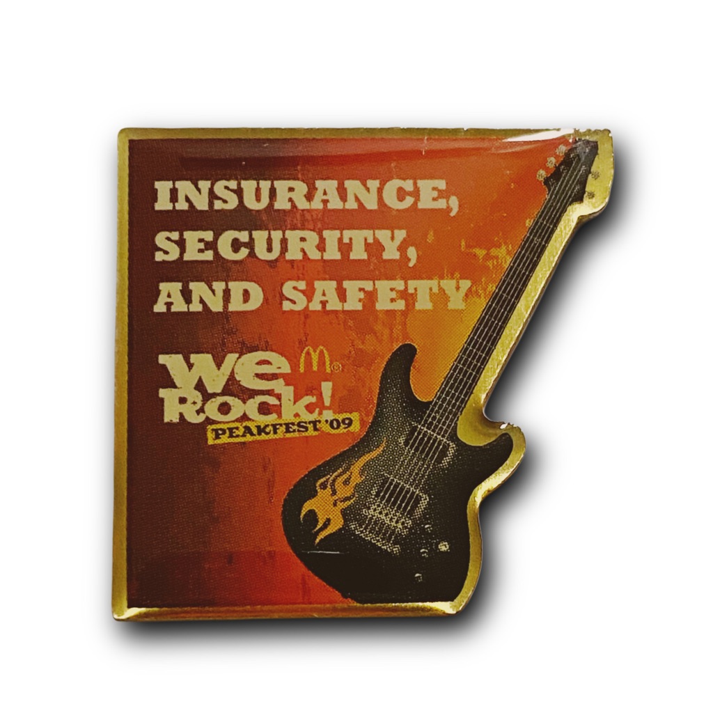 Mcdonald’s Pin Insurance Security & Safety 2009 Peakfest We Rock Guitar Lapel